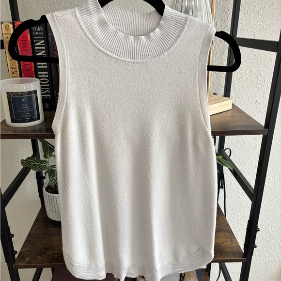 LOFT Tops - LOFT White Ribbed Crewneck Sleeveless Tank
